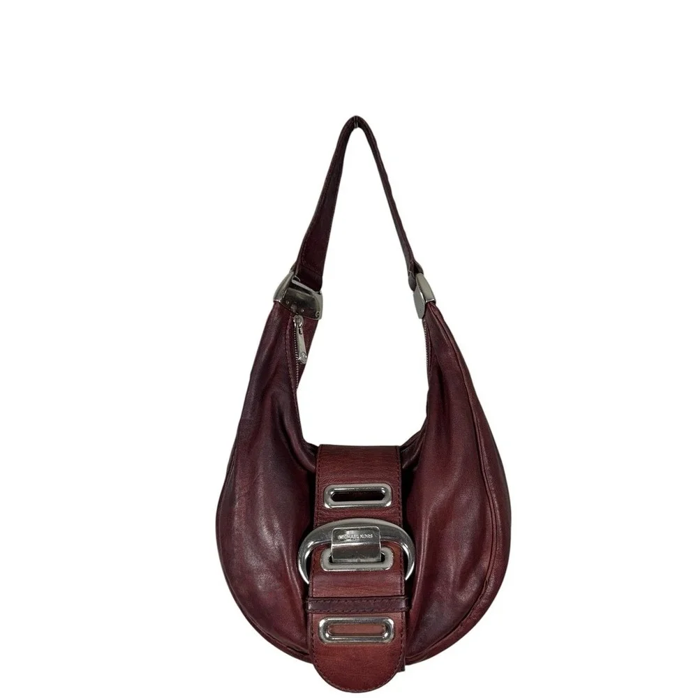 Michael Kors Leather Hobo Shoulder Bag Purse Y2K Bohemian Brown Buckle